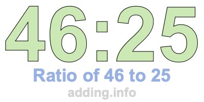 Ratio of 46 to 25