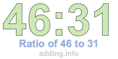 Ratio of 46 to 31 Ratio of 46 to 31