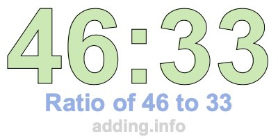 Ratio of 46 to 33 Ratio of 46 to 33