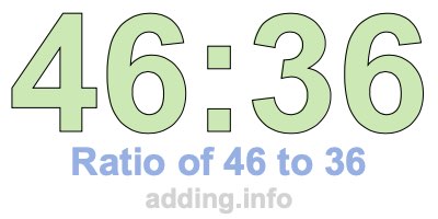 Ratio of 46 to 36 Ratio of 46 to 36
