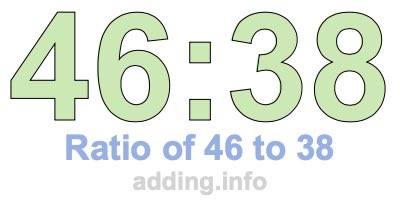 Ratio of 46 to 38 Ratio of 46 to 38
