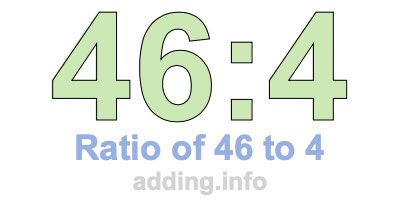 Ratio of 46 to 4 Ratio of 46 to 4
