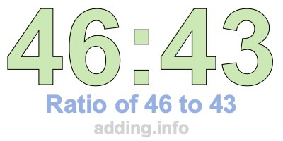 Ratio of 46 to 43 Ratio of 46 to 43