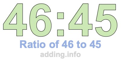 Ratio of 46 to 45 Ratio of 46 to 45