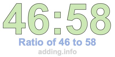 Ratio of 46 to 58 Ratio of 46 to 58