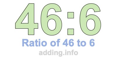 Ratio of 46 to 6 Ratio of 46 to 6