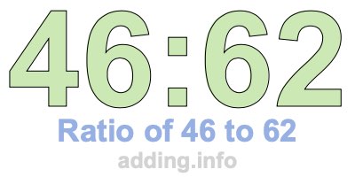 Ratio of 46 to 62 Ratio of 46 to 62