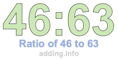 Ratio of 46 to 63 Ratio of 46 to 63