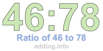 Ratio of 46 to 78 Ratio of 46 to 78