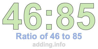 Ratio of 46 to 85 Ratio of 46 to 85