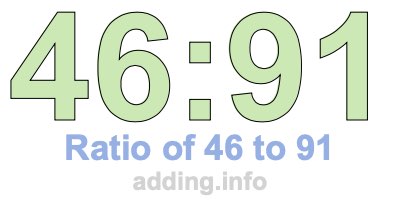 Ratio of 46 to 91 Ratio of 46 to 91