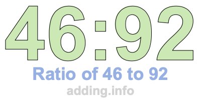 Ratio of 46 to 92 Ratio of 46 to 92