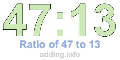 Ratio of 47 to 13