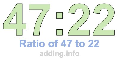 Ratio of 47 to 22
