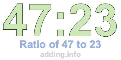 Ratio of 47 to 23 Ratio of 47 to 23