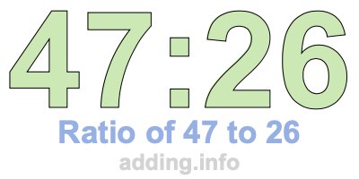 Ratio of 47 to 26