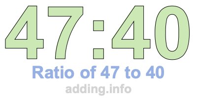 Ratio of 47 to 40 Ratio of 47 to 40