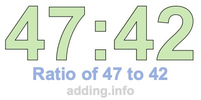 Ratio of 47 to 42 Ratio of 47 to 42