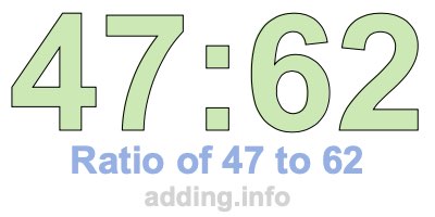 Ratio of 47 to 62