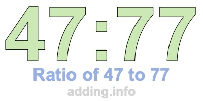 Ratio of 47 to 77 Ratio of 47 to 77