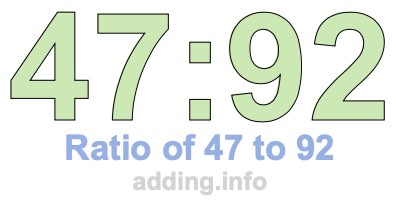 Ratio of 47 to 92 Ratio of 47 to 92