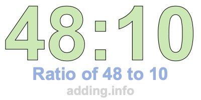 Ratio of 48 to 10 Ratio of 48 to 10