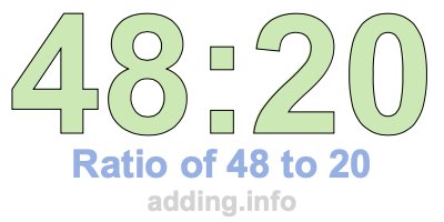 Ratio of 48 to 20 Ratio of 48 to 20