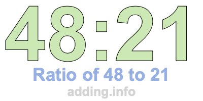 Ratio of 48 to 21 Ratio of 48 to 21
