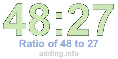 Ratio of 48 to 27 Ratio of 48 to 27