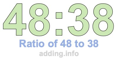 Ratio of 48 to 38 Ratio of 48 to 38