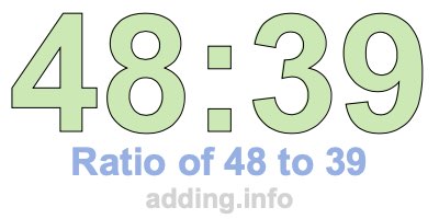 Ratio of 48 to 39 Ratio of 48 to 39