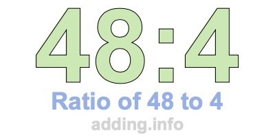 Ratio of 48 to 4 Ratio of 48 to 4