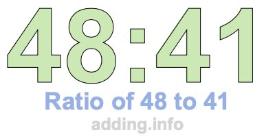 Ratio of 48 to 41 Ratio of 48 to 41