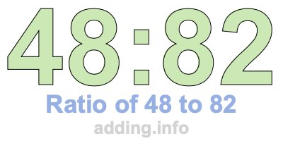Ratio of 48 to 82 Ratio of 48 to 82