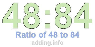 Ratio of 48 to 84 Ratio of 48 to 84