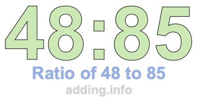 Ratio of 48 to 85 Ratio of 48 to 85