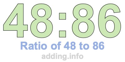 Ratio of 48 to 86 Ratio of 48 to 86