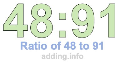 Ratio of 48 to 91 Ratio of 48 to 91