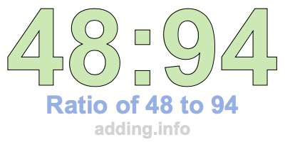 Ratio of 48 to 94 Ratio of 48 to 94