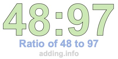 Ratio of 48 to 97 Ratio of 48 to 97