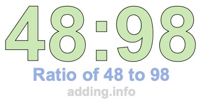 Ratio of 48 to 98 Ratio of 48 to 98