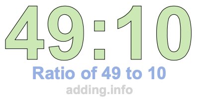 Ratio of 49 to 10 Ratio of 49 to 10