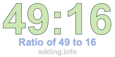 Ratio of 49 to 16