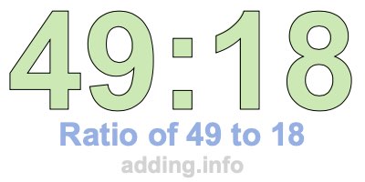Ratio of 49 to 18 Ratio of 49 to 18