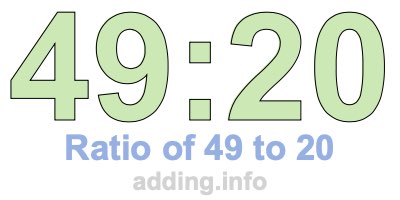 Ratio of 49 to 20 Ratio of 49 to 20