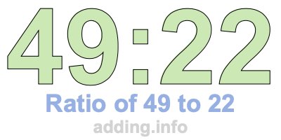 Ratio of 49 to 22