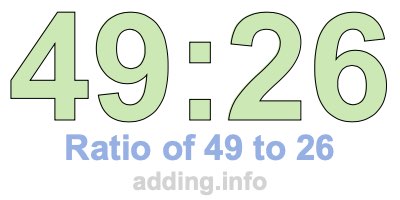 Ratio of 49 to 26
