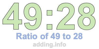 Ratio of 49 to 28