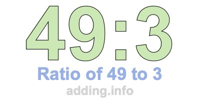 Ratio of 49 to 3 Ratio of 49 to 3