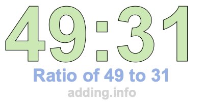 Ratio of 49 to 31 Ratio of 49 to 31